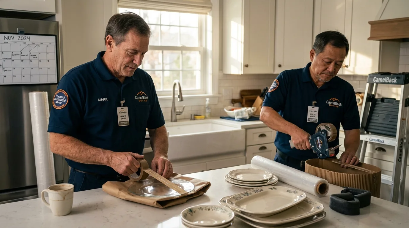 Professional crew packing kitchen dishware in Ardmore, TN
